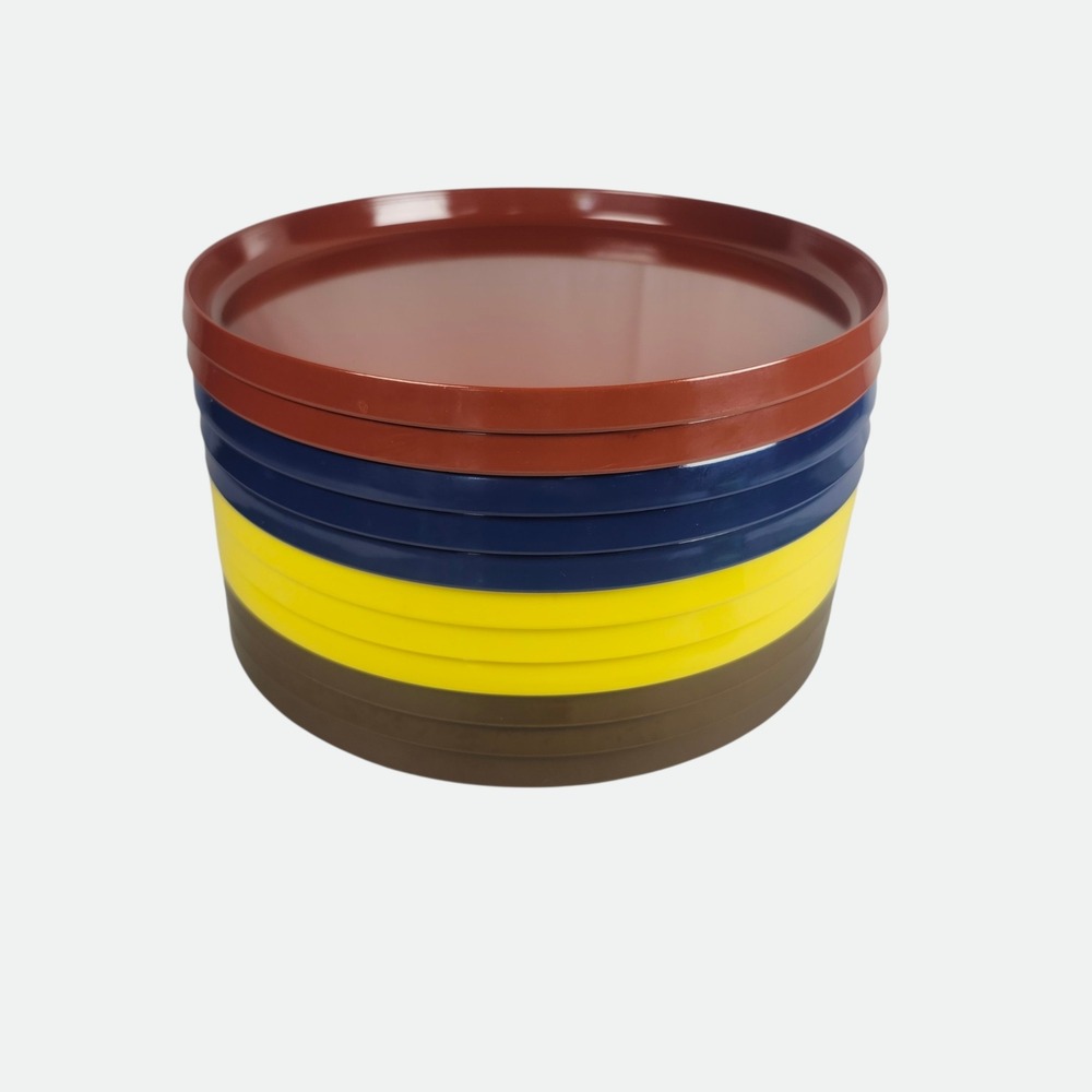 Oblique by PMC Dinner Plates Set of 11 - 10in Multicolor MCM Melamine Retro